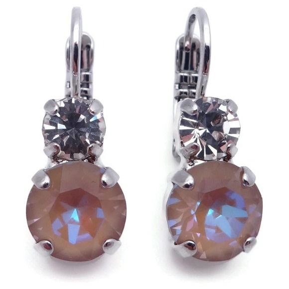 Mariana Round Cocoa Brown with Moonlight Silver Leverback Earrings 001148 NWT - Picture 1 of 3